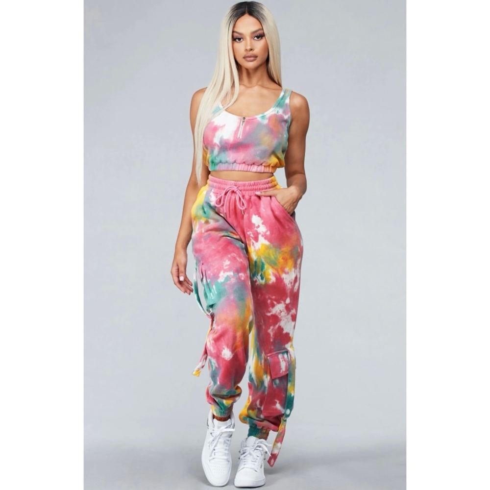 Cotton Candy Glam Pink Tie-Dye Jogger Set